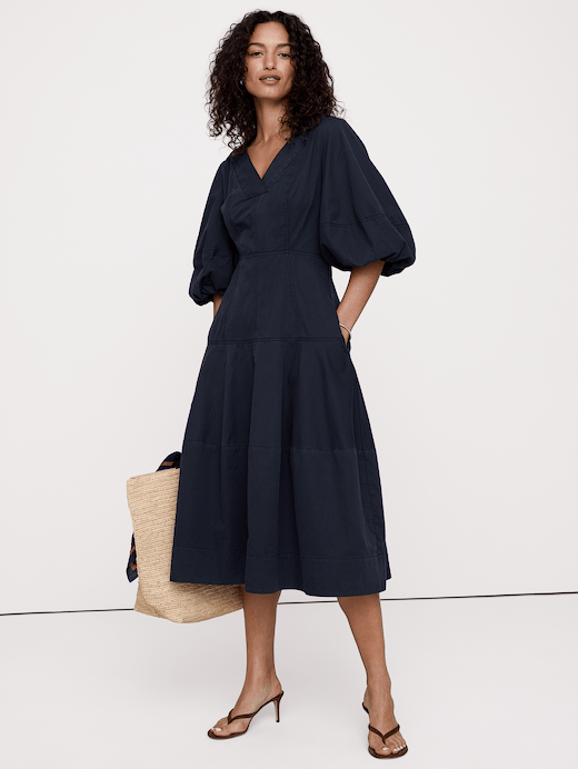Banana Republic Cotton Twill Barrel Midi Dress — photo 1