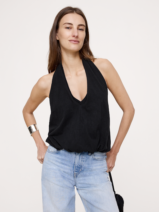 Banana Republic Slub Cotton Bubble-Hem Halter Tank — photo 1