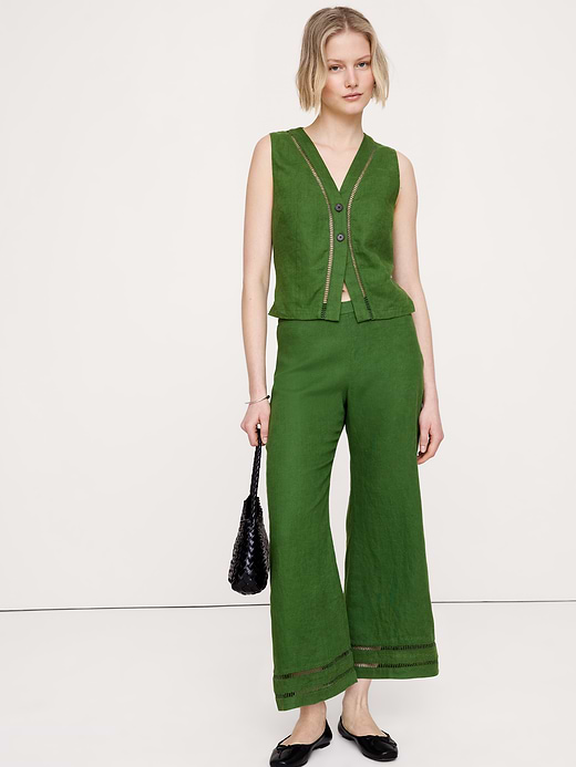 Banana Republic Mid-Rise Kick-Flare Linen Ankle Pant — photo 6