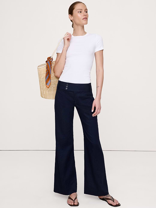 Banana Republic Low-Rise Wide-Leg Stretch Linen-Viscose Pant — photo 1