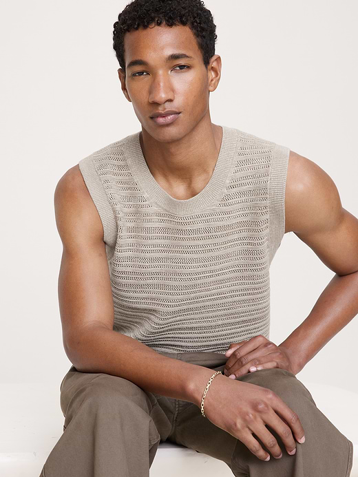 Banana Republic Cotton-Linen Mesh Tank — photo 1