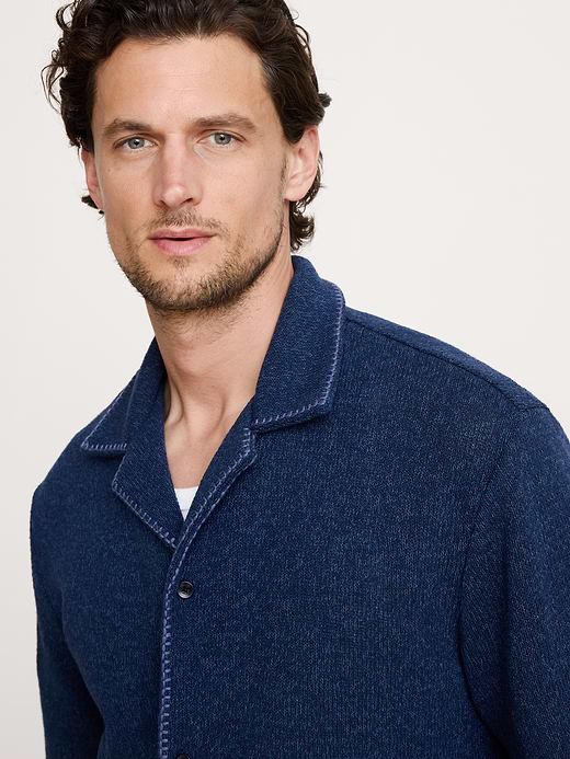 Banana Republic Marled Resort Shirt With Blanket Stitch — photo 4