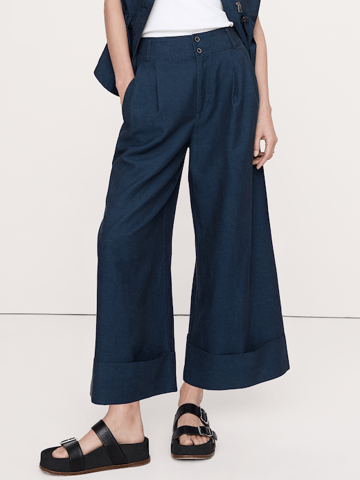 Banana Republic High-Rise Wide-Leg TENCEL™-Cotton-Linen Cropped Pant — photo 4