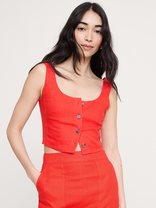 Banana Republic Linen Square-Neck Cropped Tank — photo 1