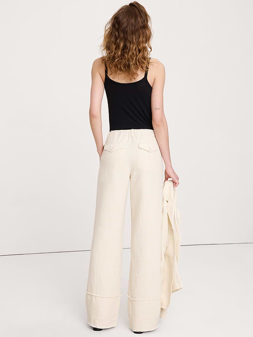 Banana Republic The Everyday Wide-Leg Pant in Fringe-Hem Linen — photo 3