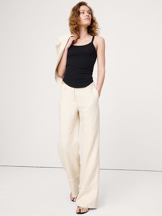 Banana Republic The Everyday Wide-Leg Pant in Fringe-Hem Linen — photo 1