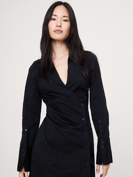 Banana Republic Stretch-Cotton Ruched Mini Shirt Dress — photo 4