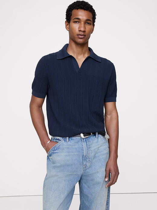 Banana Republic Textured Cotton Stripe Sweater Polo — photo 1