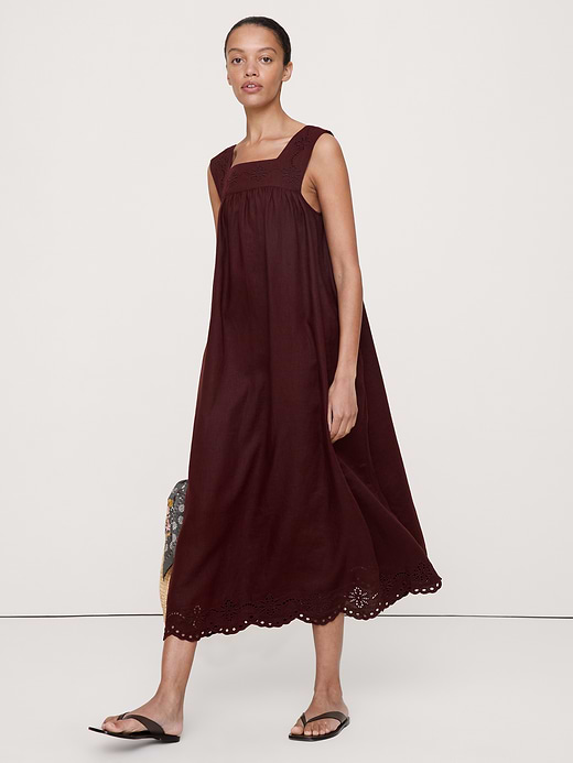 Banana Republic Embroidered Linen Square-Neck Dress — photo 1