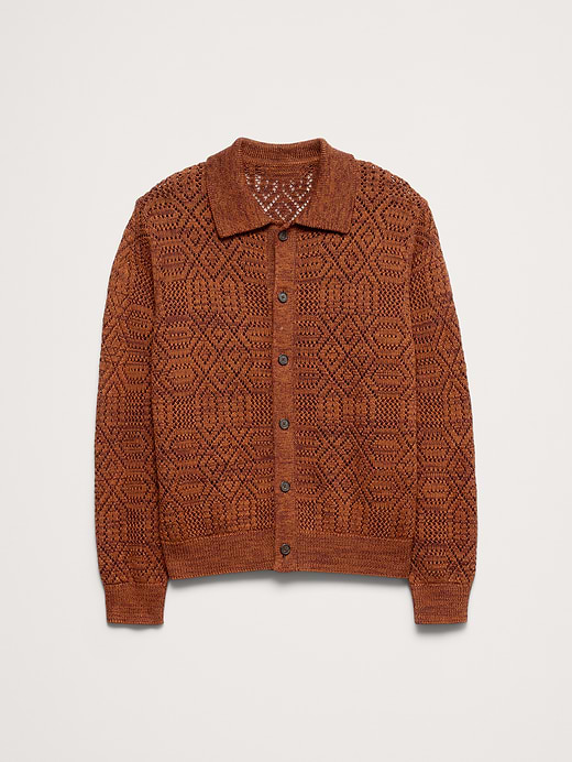 Banana Republic Linen-Cotton Textured Polo Cardigan — photo 5