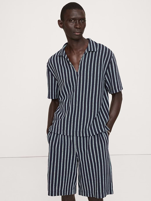 Banana Republic Jacquard Stripe Open Collar Polo — photo 1
