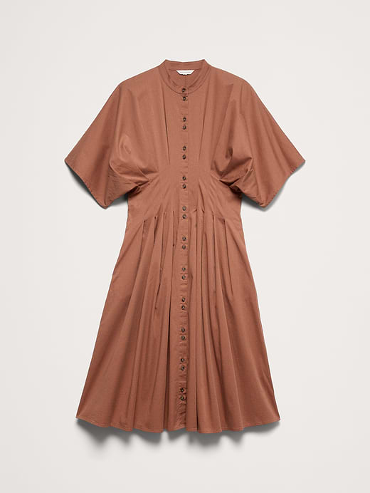 Banana Republic Stretch-Cotton Pleated Midi Shirt Dress — photo 5