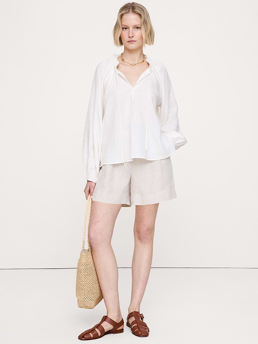 Banana Republic Linen Ruffle-Neck Top — photo 1