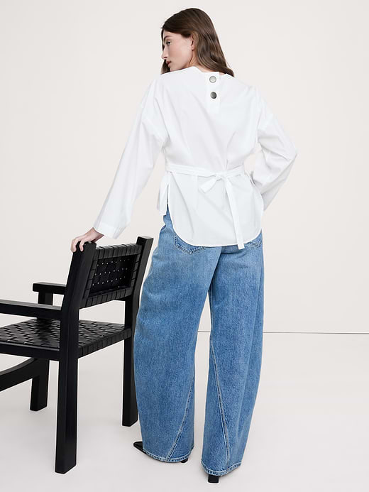 Banana Republic Cotton Poplin Cinch-Waist Top — photo 3