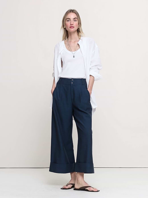 Banana Republic High-Rise Wide-Leg TENCEL™-Cotton-Linen Cropped Pant — photo 7