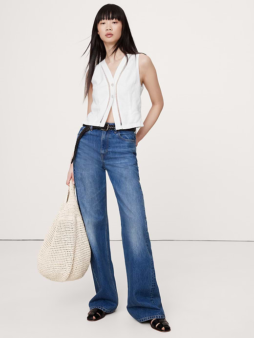 Banana Republic Lace-Trim Linen Vest — photo 1