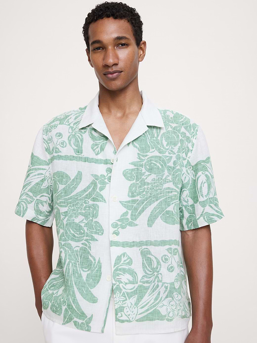Banana Republic Relaxed-Fit Printed Linen Resort Shirt — photo 1