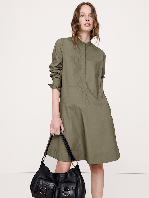 Banana Republic Cotton Trapeze Mini Shirt Dress — photo 4