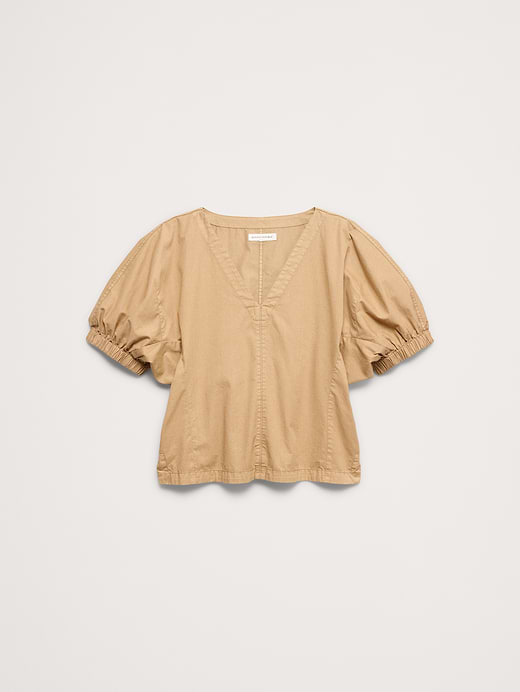 Banana Republic Cotton Twill Puff-Sleeve Top — photo 5