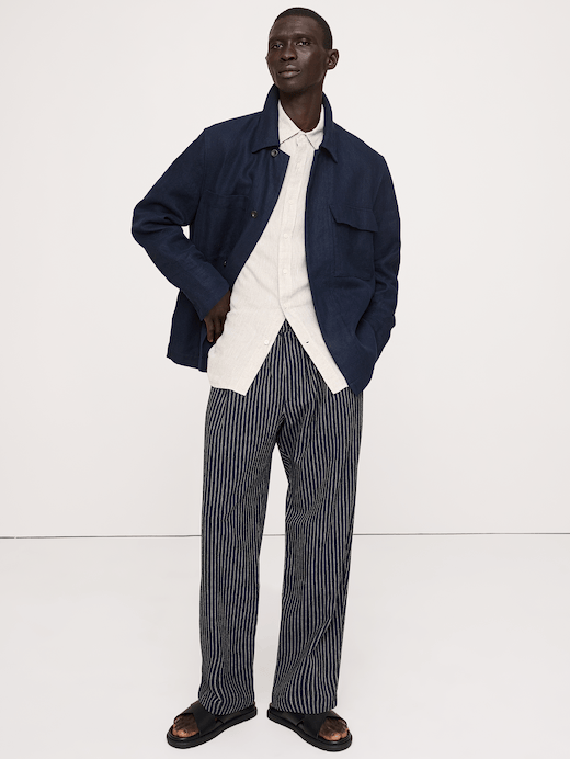 Banana Republic Relaxed Linen-Cotton Pleated Pull-On Pant — photo 1