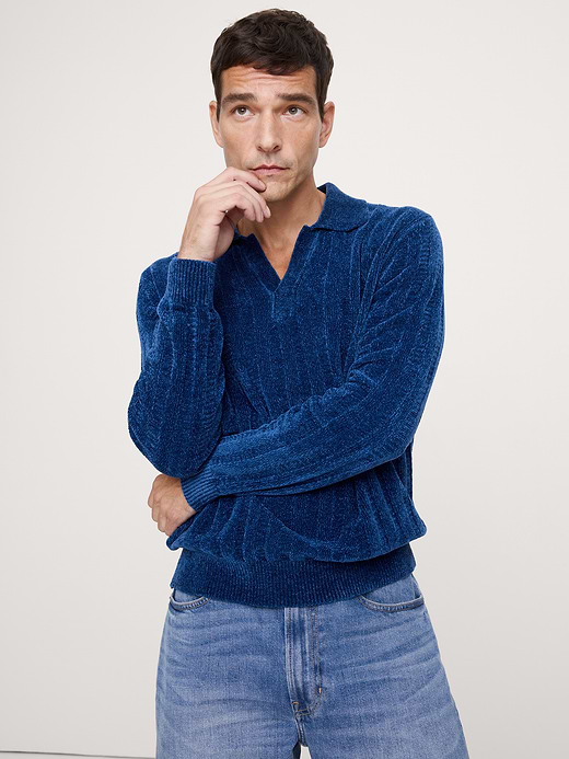 Banana Republic Ribbed Chenille Sweater Polo — photo 1