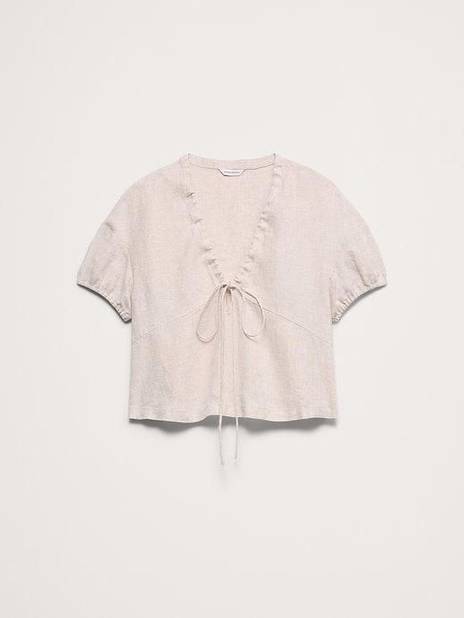 Banana Republic Linen Tie-Front V-Neck Top — photo 5