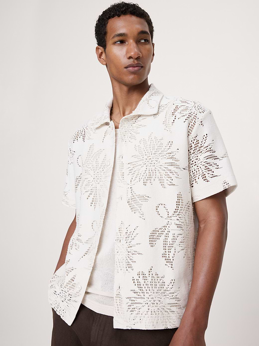 Banana Republic Floral Knit Button-Down Shirt — photo 1