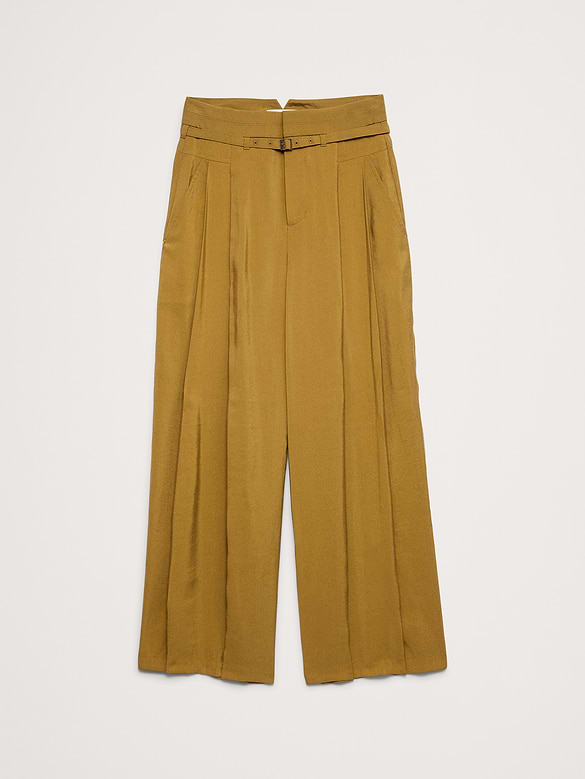 Banana Republic Pleated Wide-Leg Cropped Pant in Luster Twill — photo 5