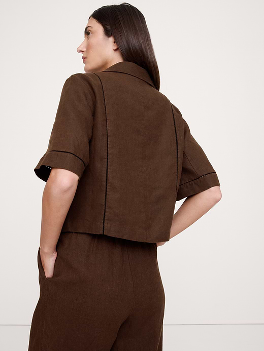 Banana Republic Linen Short-Sleeve Blazer Top — photo 3