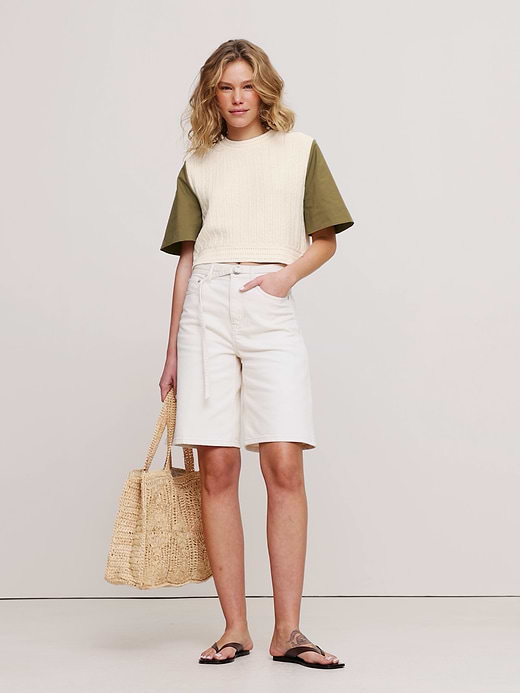 Banana Republic Cotton Mixed-Media Crop Top — photo 6