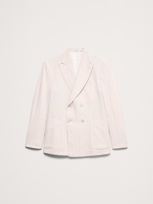 Banana Republic Double-Breasted Italian Cotton-Linen Seersucker Suit Jacket — photo 5