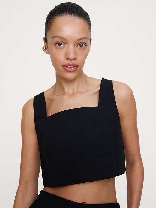 Banana Republic Cotton Poplin Square-Neck Cropped Tank — photo 4