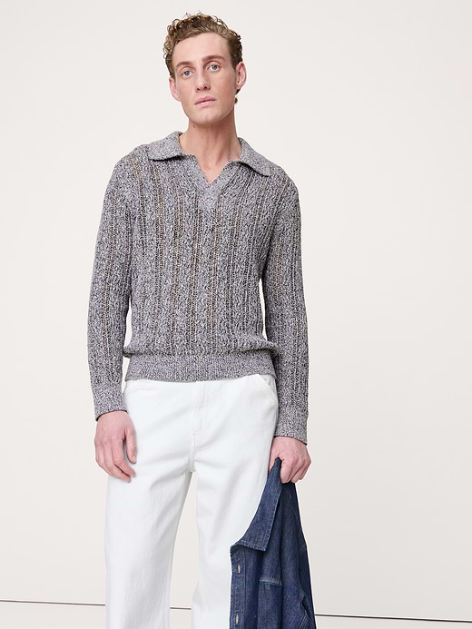 Banana Republic Cotton-Blend Zig-Zag Sweater Polo — photo 1