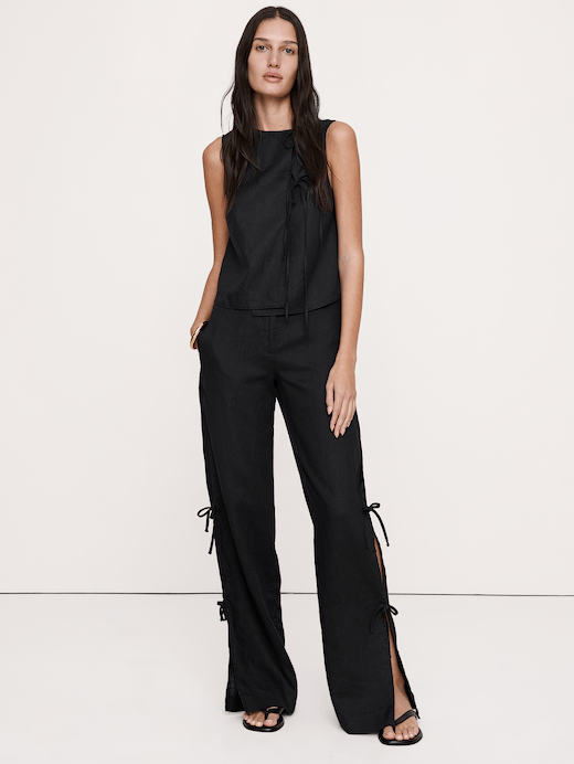 Banana Republic The Everyday Wide-Leg Side-Tie Pant In Linen — photo 1