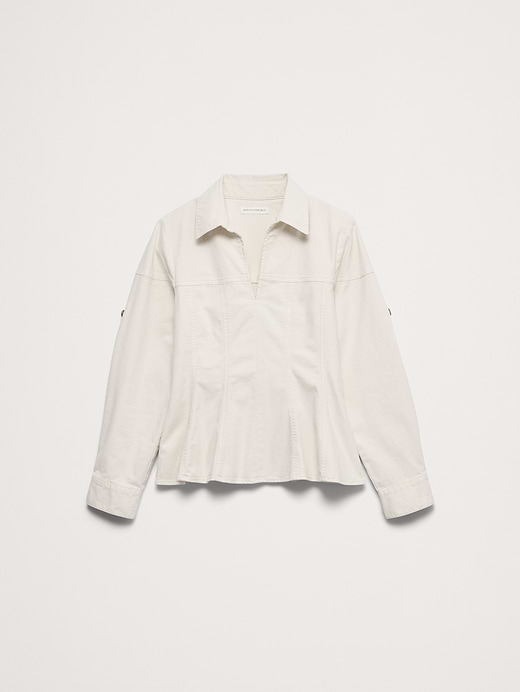 Banana Republic Stretch-Cotton Pleated-Waist Top — photo 5