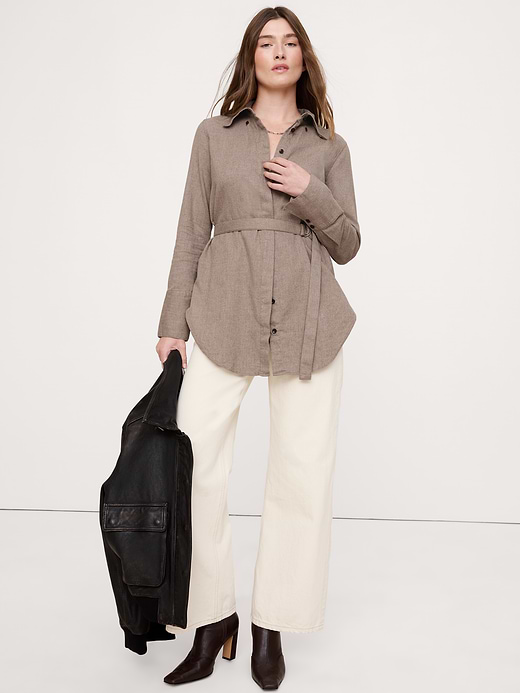 Banana Republic Flannel Belted Tunic Shirt — photo 1