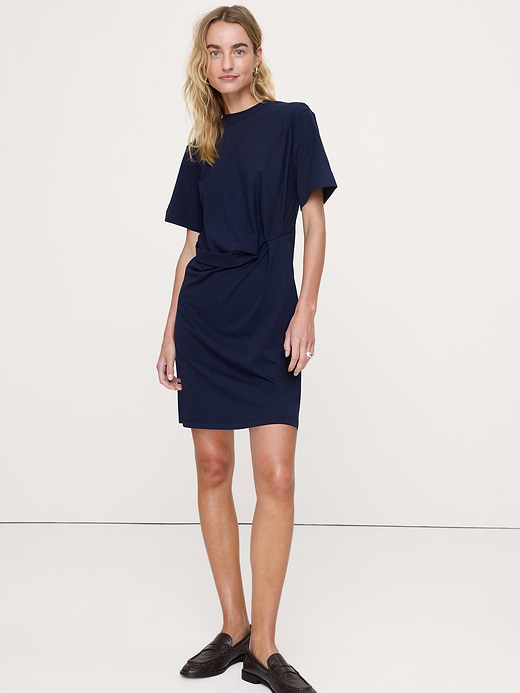 Banana Republic Stretch-Cotton High-Neck Mini Dress — photo 1