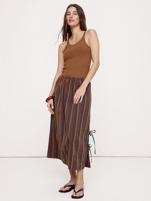 Banana Republic Cotton Poplin Side-Tie Midi Skirt — photo 1
