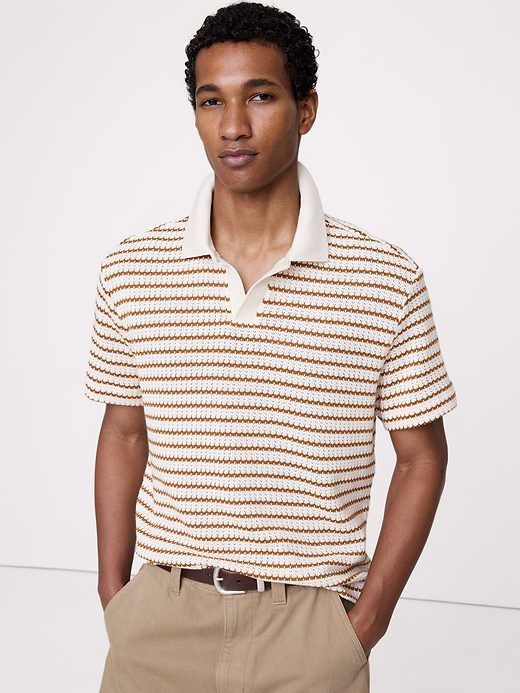 Banana Republic Stripe Johnny-Collar Polo — photo 1