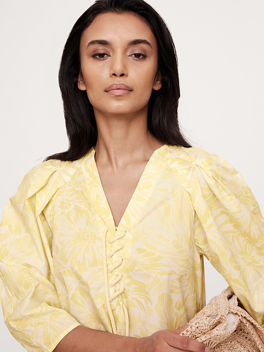 Banana Republic Cotton Poplin Lace-Up Cropped Shirt — photo 1