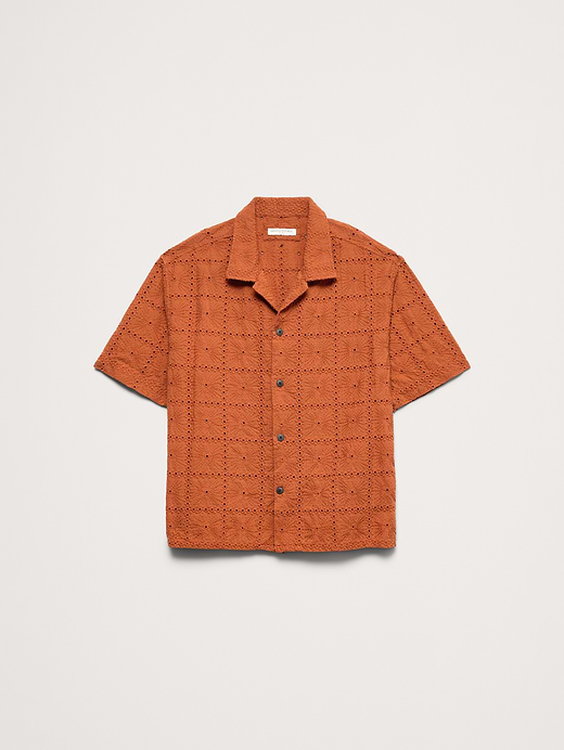 Banana Republic Relaxed-Fit Embroidered Cotton Eyelet Resort Shirt — photo 5