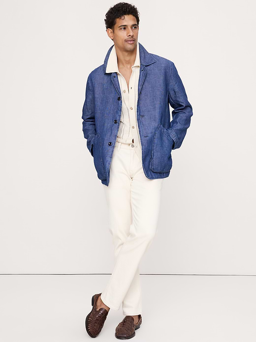 Banana Republic Linen-Cotton Textured Polo Cardigan — photo 4