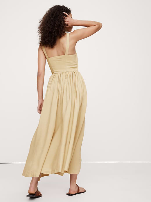 Banana Republic Viscose-Linen Dupioni Bow-Front Maxi Dress — photo 3