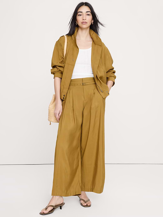 Banana Republic Pleated Wide-Leg Cropped Pant in Luster Twill — photo 6