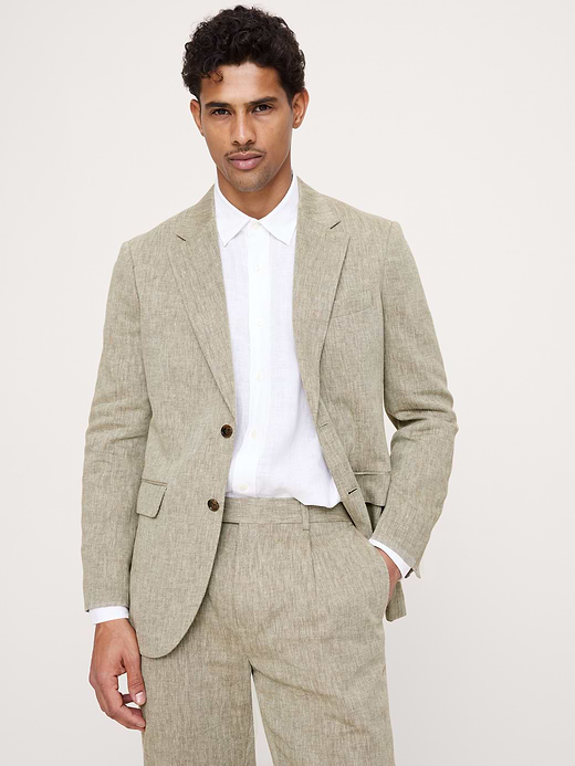 Banana Republic Tailored Slim-Fit Green Linen-Cotton Suit Jacket — photo 1