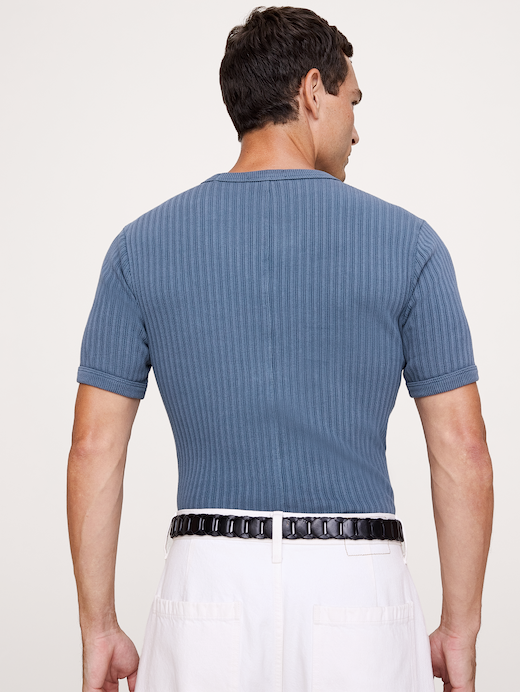 Banana Republic Ribbed Stretch-Cotton Crew-Neck T-Shirt — photo 3