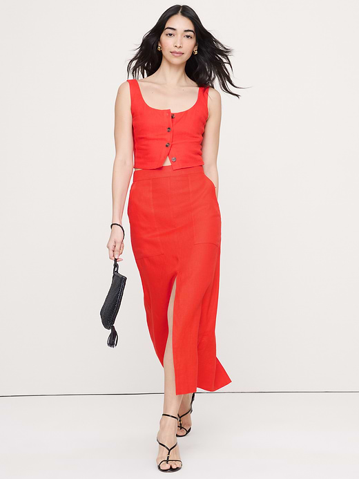 Banana Republic Linen Front-Slit Midi Skirt — photo 1