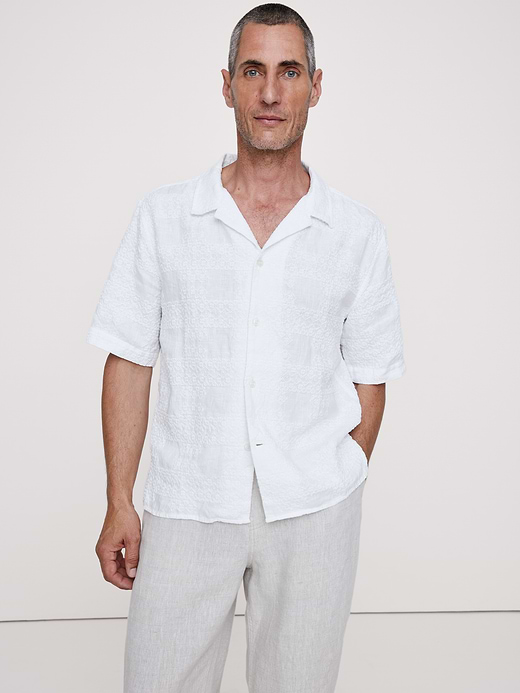 Banana Republic Relaxed-Fit Embroidered Linen Resort Shirt — photo 1