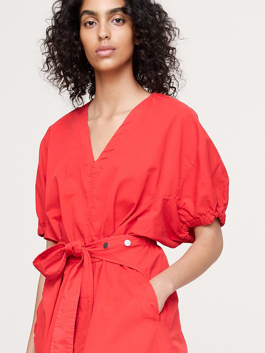 Banana Republic Cotton Twill Puff-Sleeve Midi Dress — photo 4