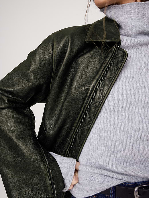 Banana Republic Oversized Distressed Leather Bomber Jacket — photo 8